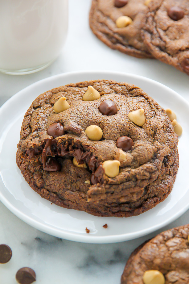 Rich and decadent chocolate cookies loaded with chocolate AND butterscotch chips!