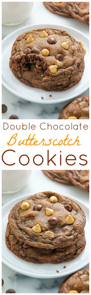 Rich and decadent chocolate cookies loaded with chocolate AND butterscotch chips!