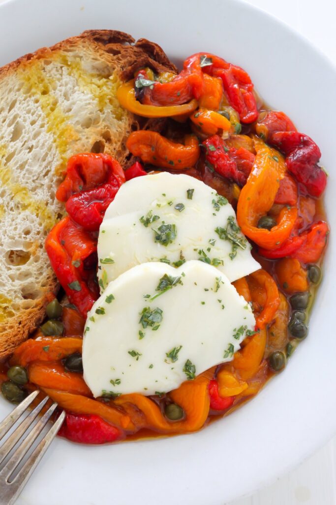 Roasted Peppers with Capers and Mozzarella