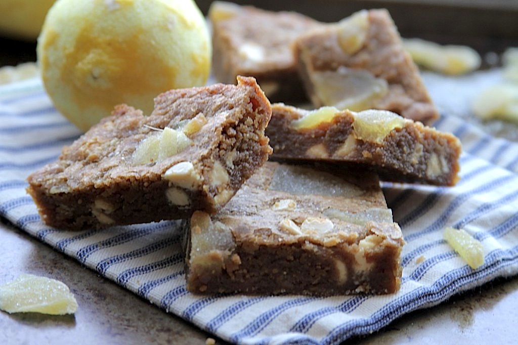 White Chocolate, Lemon, Ginger Blondies