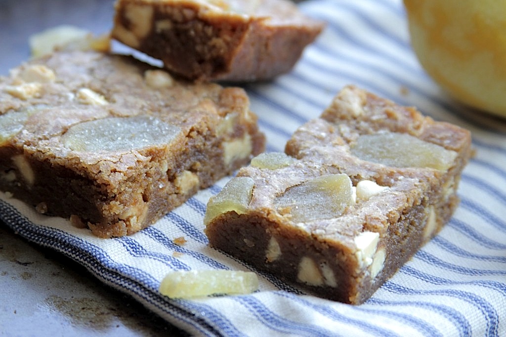 White Chocolate, Lemon, Ginger Blondies