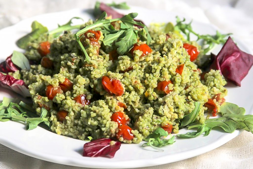 Cous Cous with Arugula and Roasted Tomatoes 