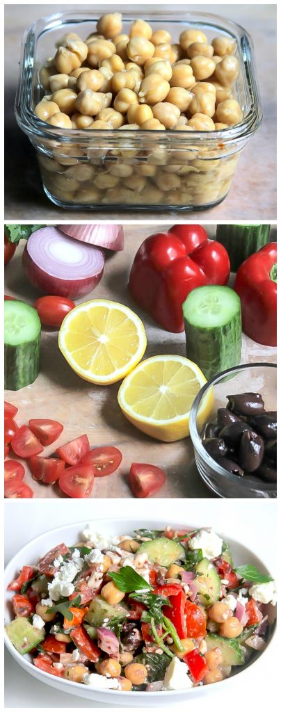 Greek Chickpea Salad in Kalamata Olive Vinaigrette