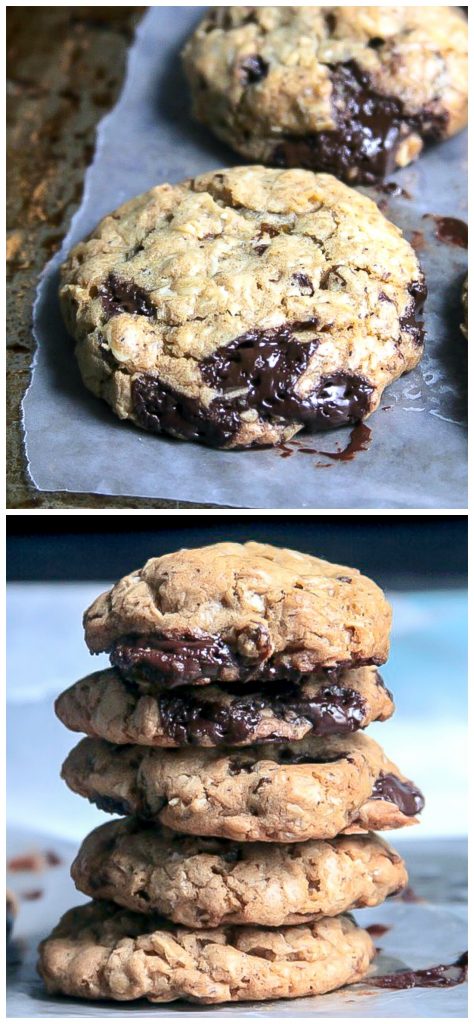Browned Butter Oatmeal Molasses Cookies with Golden Raisins and Dark Chocolate Chunks