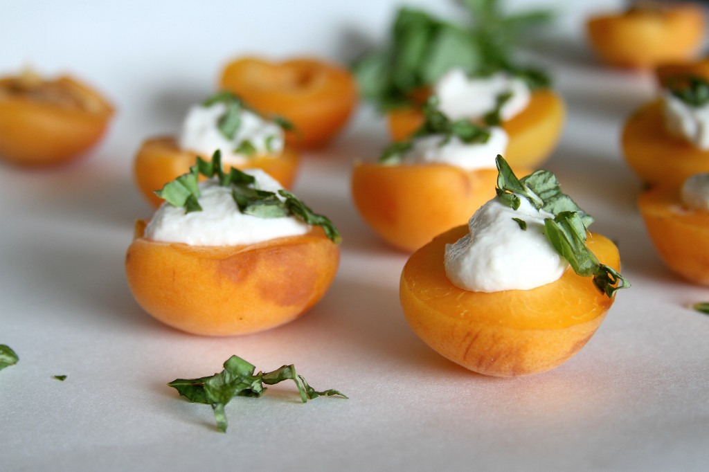 Cashew Cream Stuffed Apricots with Fresh Basil
