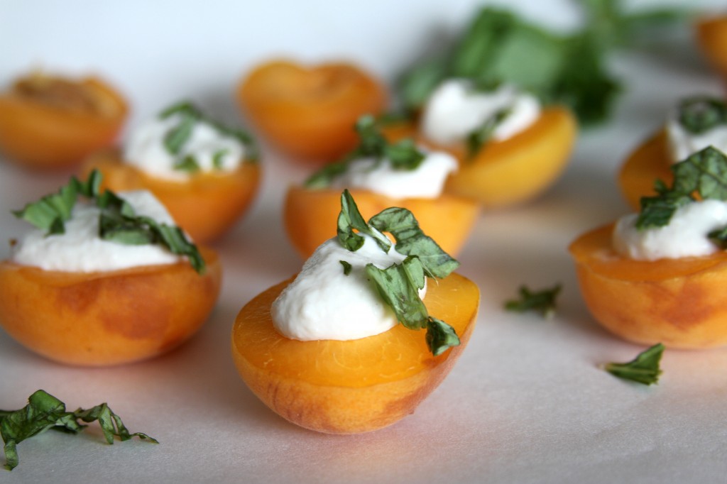 Cashew Cream Stuffed Apricots with Basil