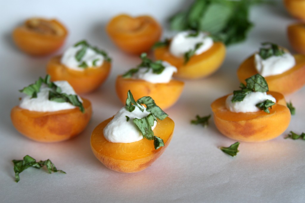Cashew Cream Stuffed Apricots with Fresh Basil