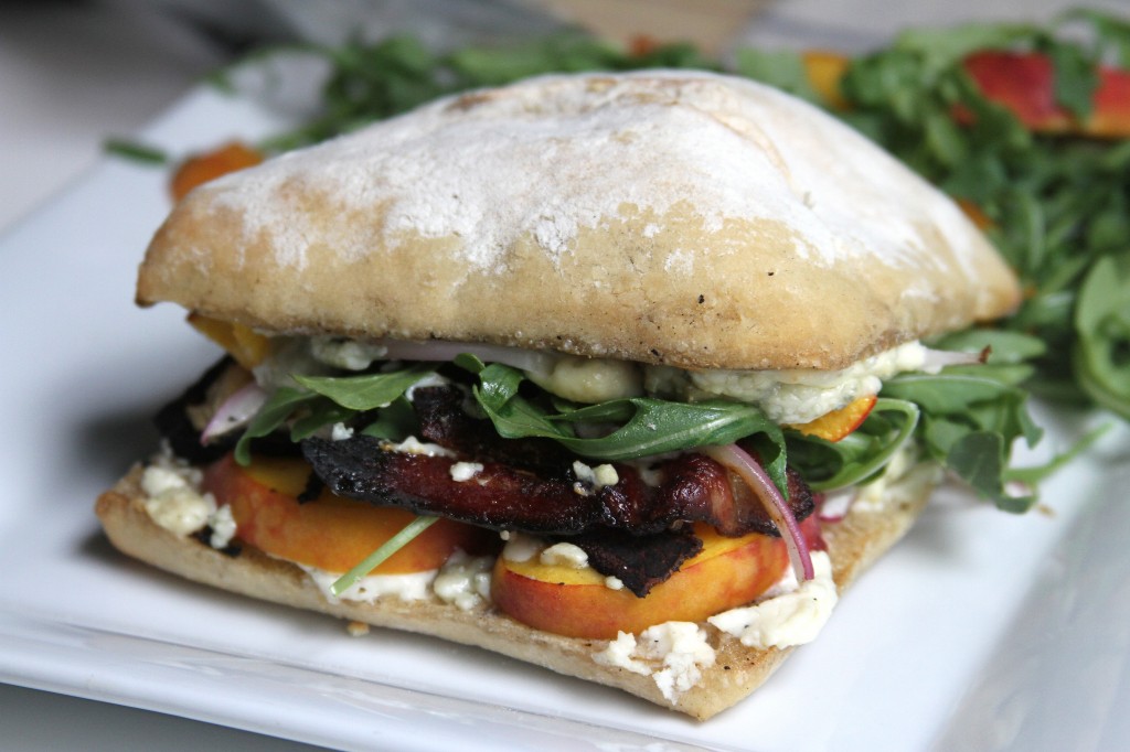Bacon, Peach, and Arugula Grilled Cheese