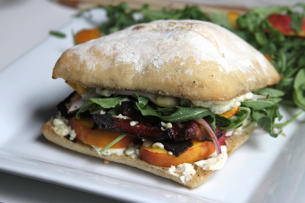 Bacon, Peach, and Arugula Grilled Cheese