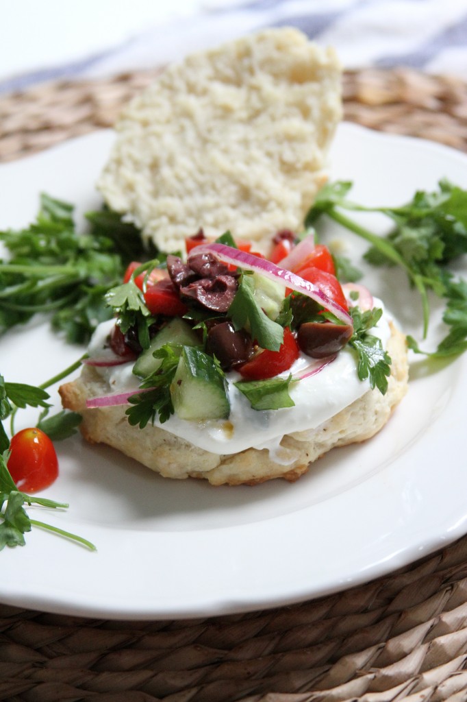 Greek Salad Shortcakes with Whipped Feta
