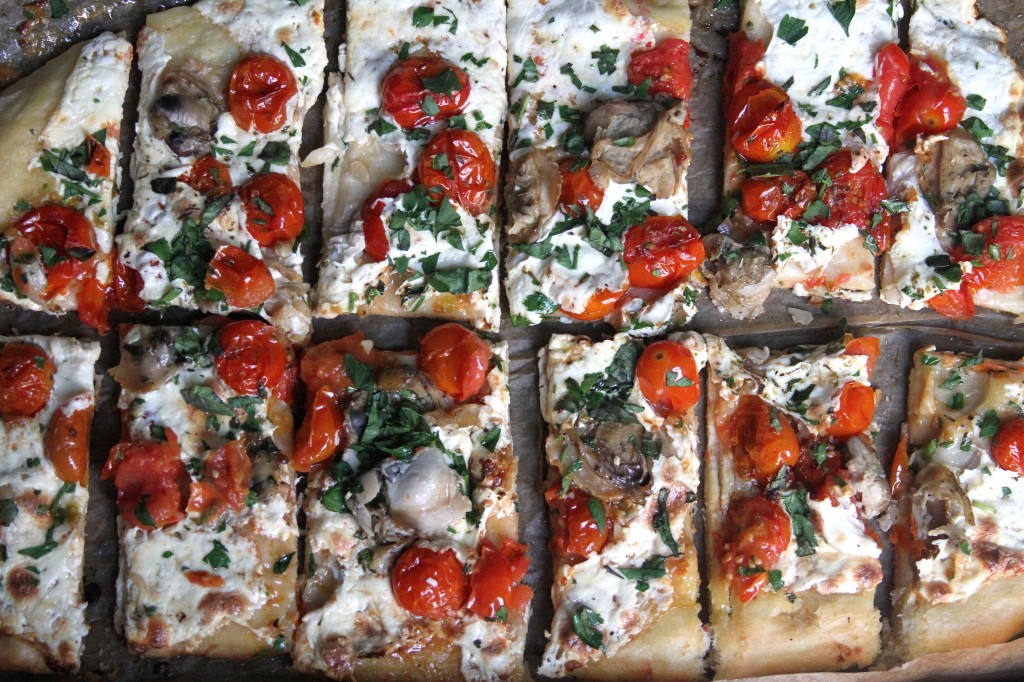 Cherry Stone Clam Pizza with Blistered Tomatoes and Fresh Herbs