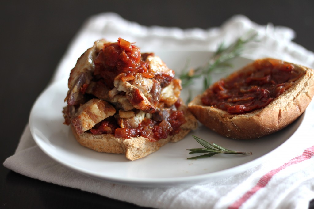 Crispy Pork Belly & Rosemary Tomato Jam Burgers