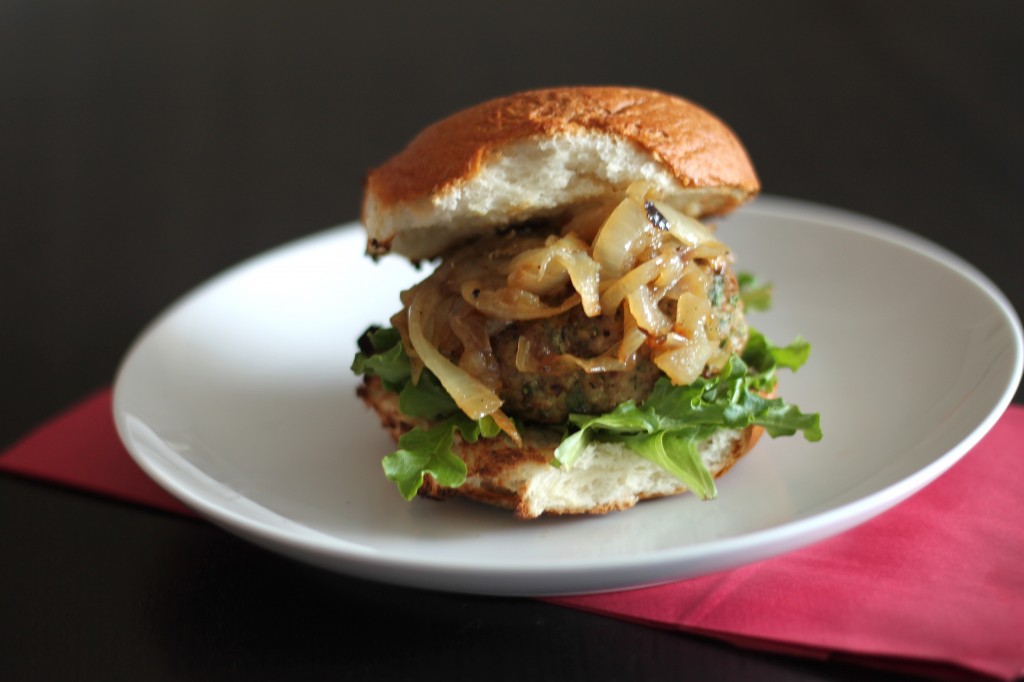Arugula Turkey Burgers with Caramelized Onions