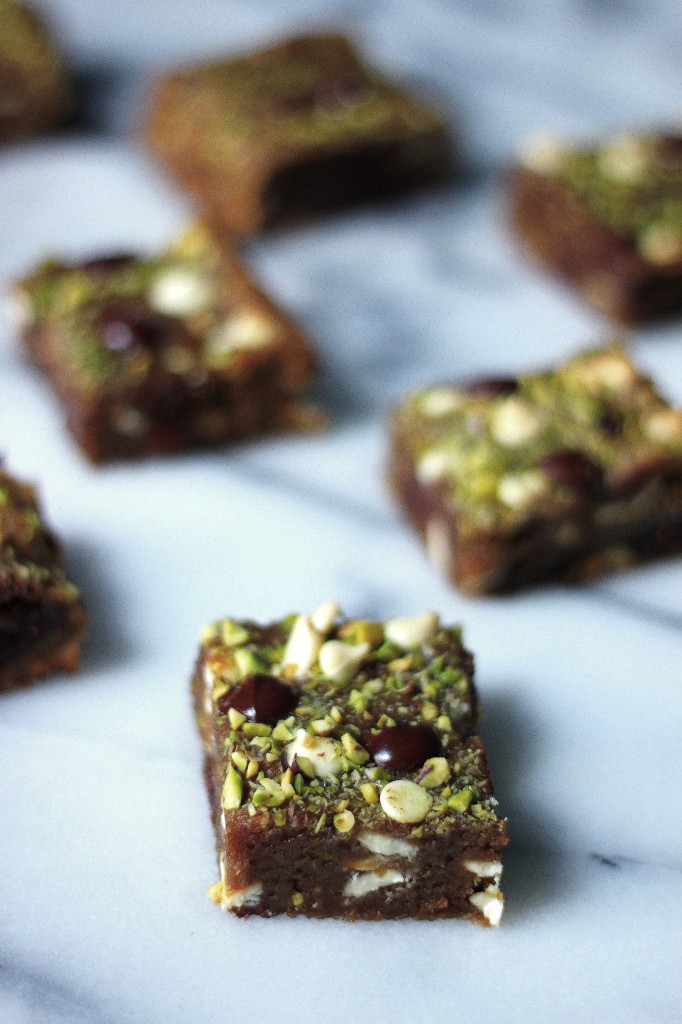 Double Chocolate Cranberry Pistachio Blondies