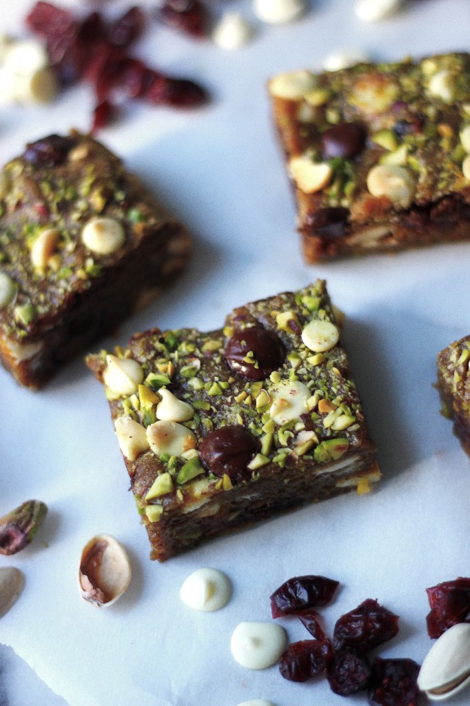 Double Chocolate Cranberry Pistachio Blondies