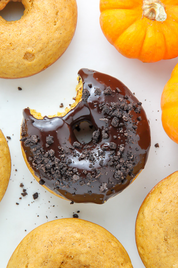 (Baked) Brown Butter Pumpkin Doughnuts with Espresso Chocolate Glaze