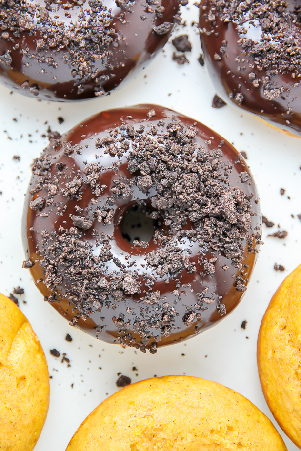 (Baked) Brown Butter Pumpkin Doughnuts with Espresso Chocolate Glaze