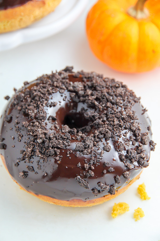 (Baked) Brown Butter Pumpkin Doughnuts with Espresso Chocolate Glaze
