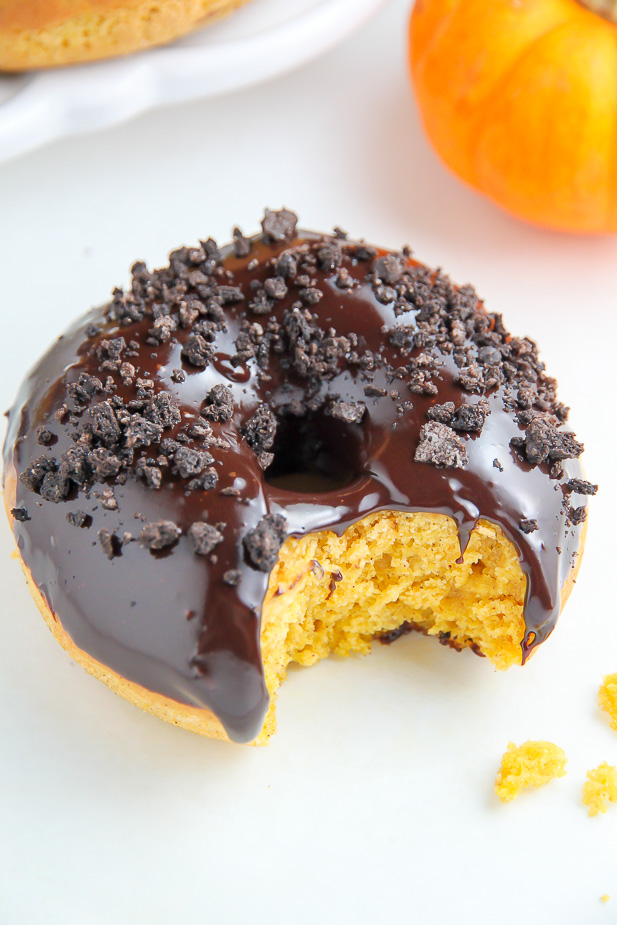 (Baked) Brown Butter Pumpkin Doughnuts with Espresso Chocolate Glaze