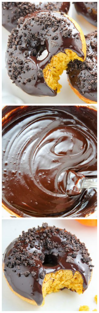 (Baked) Brown Butter Pumpkin Doughnuts with Espresso Chocolate Glaze - these are AMAZING and ready in just 25 minutes!