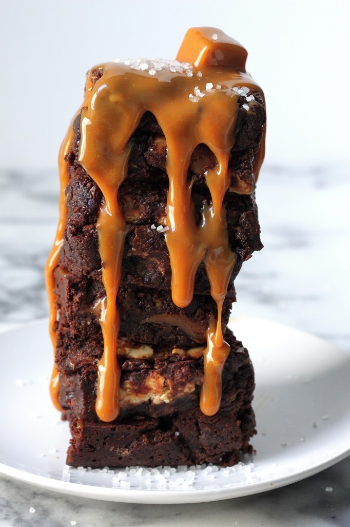 Salted Caramel Snickers Fudge Brownies