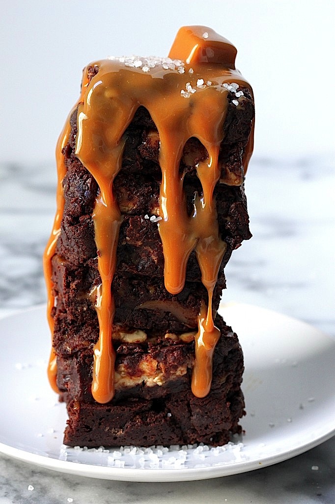Salted Caramel Snickers Fudge Brownies