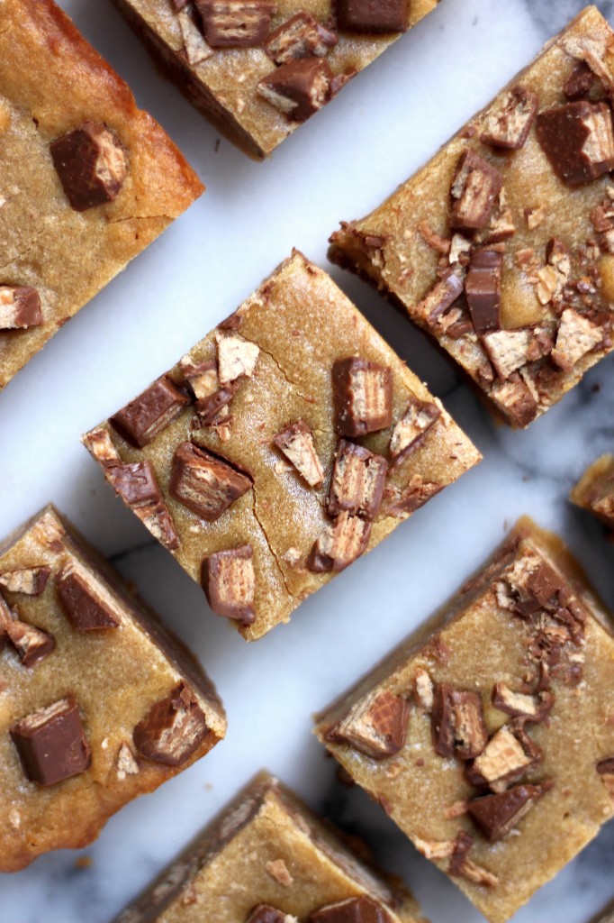 Malted Kit Kat Blondies with Malted Chocolate Drizzle