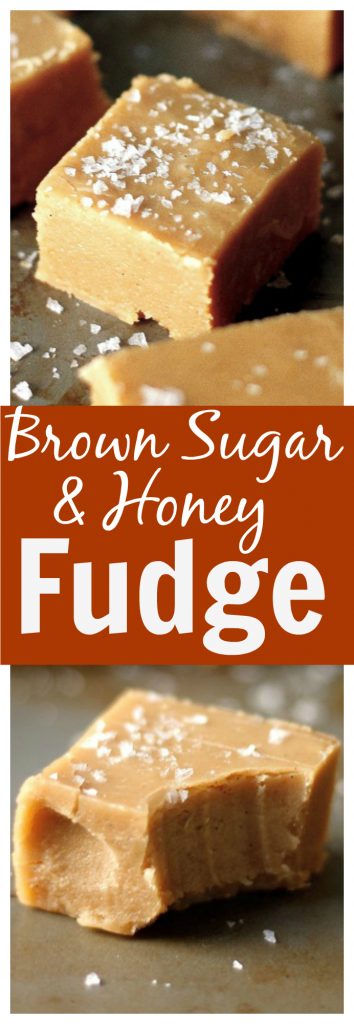 Homemade Brown Sugar and Honey Fudge with a pop of sea salt! YUM.