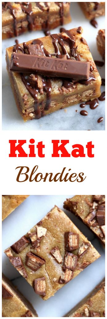 Malted Kit Kat Blondies - so easy and decadent!