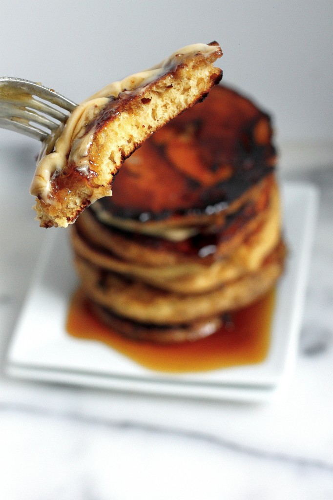 Eggnog Cinnamon Roll Pancakes