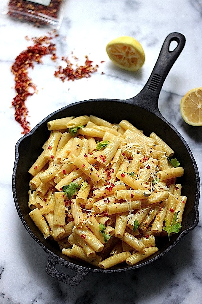 Roasted Garlic and Lemon Rigatoni with Brown Butter and Gruyere