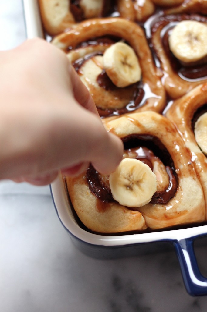 Nutella Stuffed Banana Sticky Buns