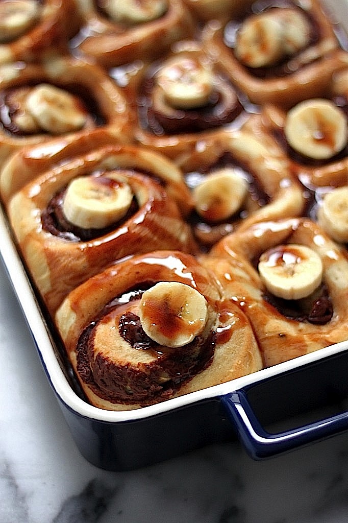 Nutella Stuffed Banana Sticky Buns