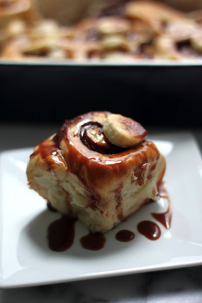 Nutella Stuffed Banana Sticky Buns
