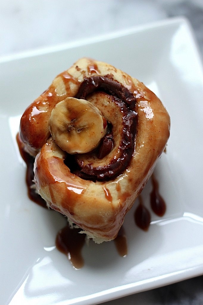Nutella Stuffed Banana Sticky Buns
