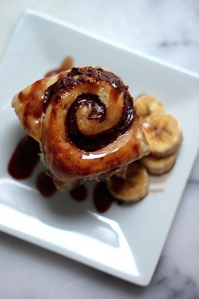 Nutella Stuffed Banana Sticky Buns