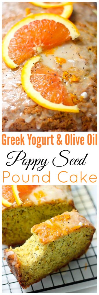 Light and SO fluffy! This healthy Greek Yogurt & Olive Oil Poppy Seed Pound Cake is amazing!!!