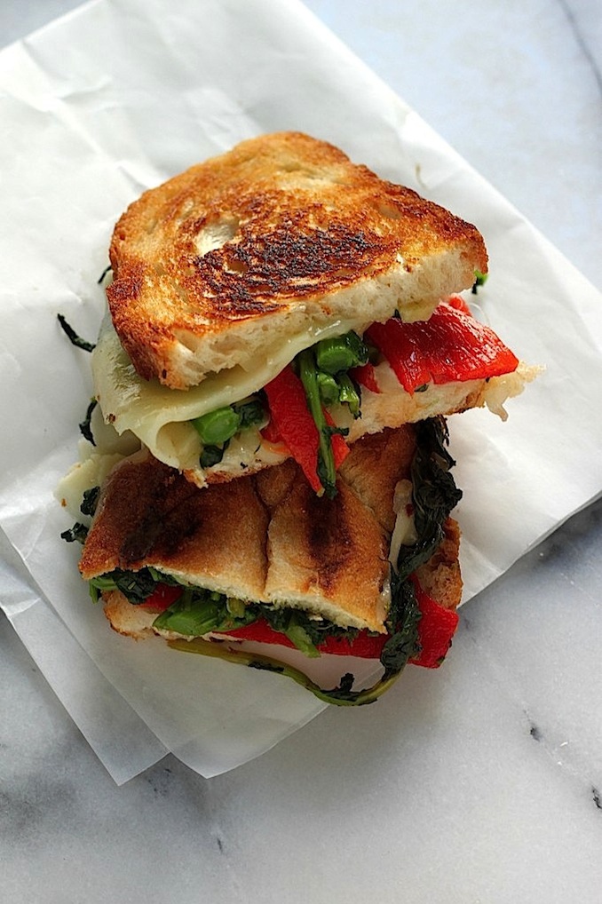 Broccoli Rabe, Roasted Red Pepper, and Provolone Grilled Cheese