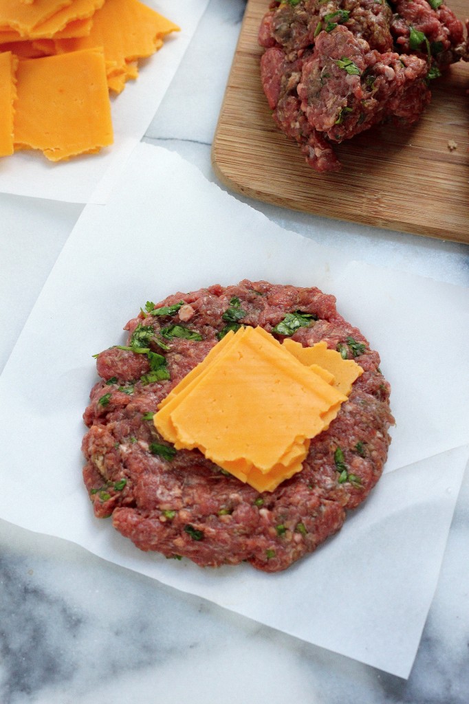 Sriracha and Cheddar "Juicy Lucy" Burgers