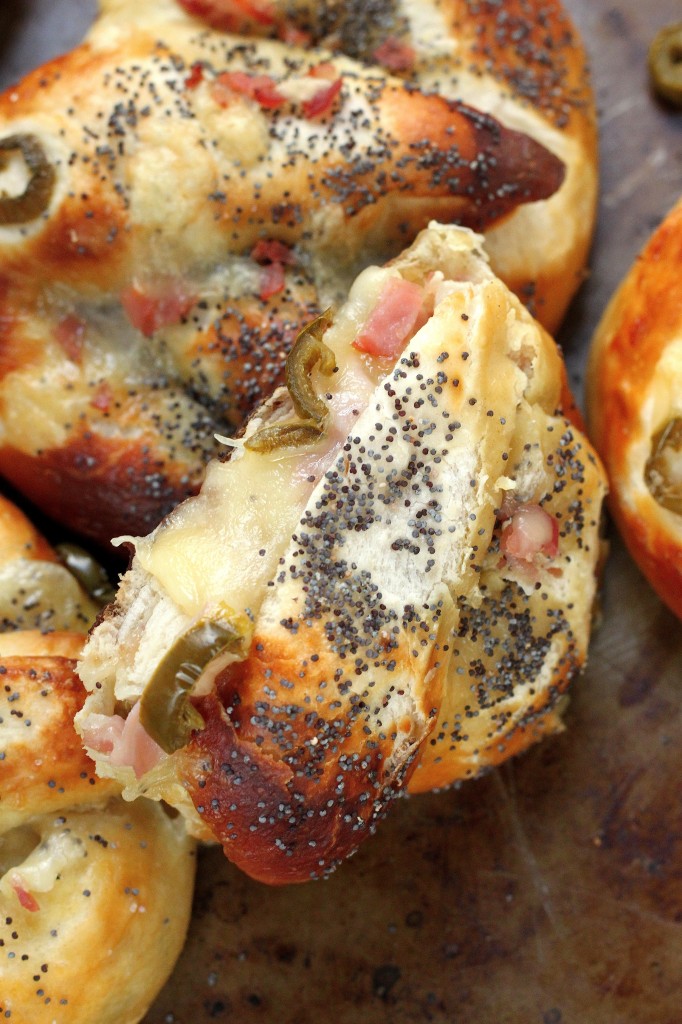 Ham, Swiss, and Jalapeño Stuffed Pretzels