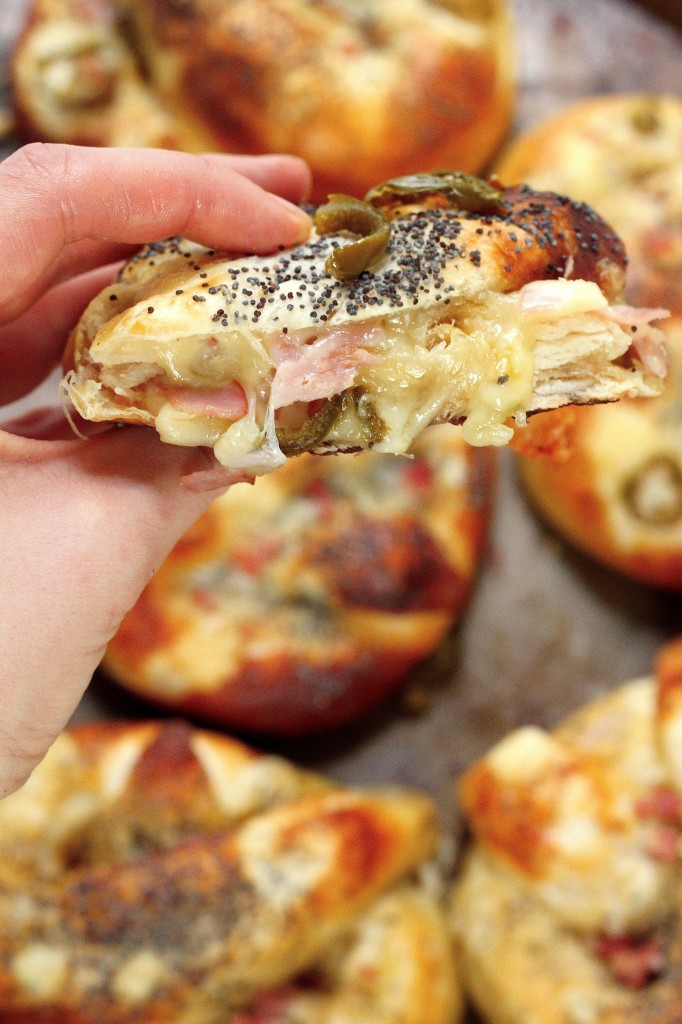 Ham, Swiss, and Jalapeño Stuffed Pretzels