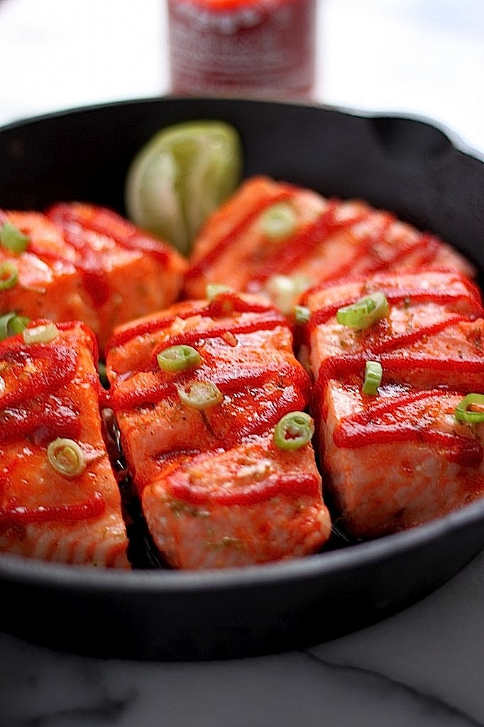 Sweet and Spicy Sriracha Baked Salmon