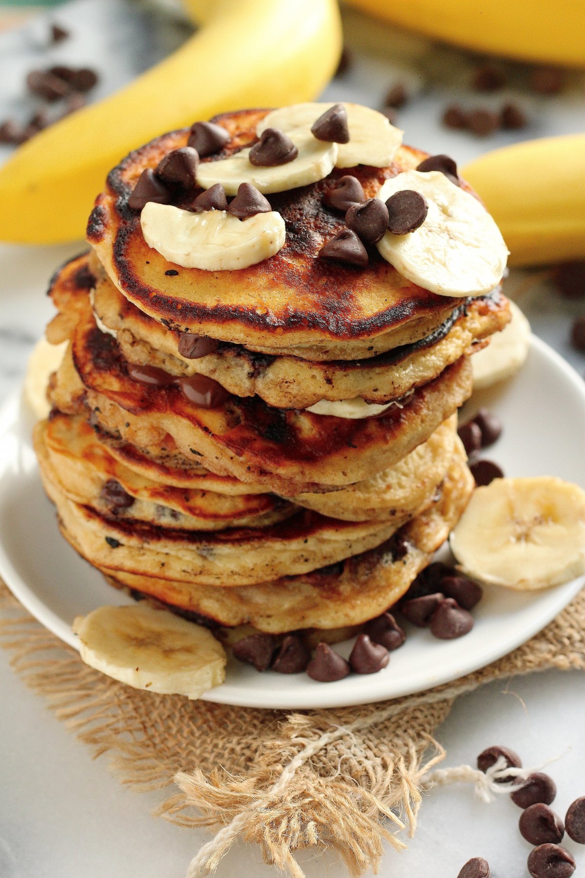 Malted Chocolate Chip Banana Pancakes