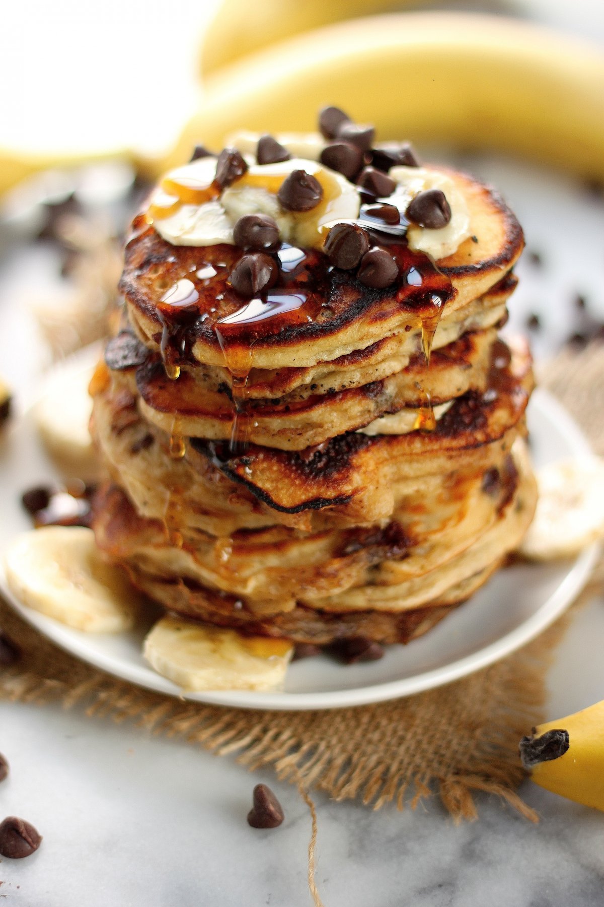 Malted Chocolate Chip Banana Pancakes