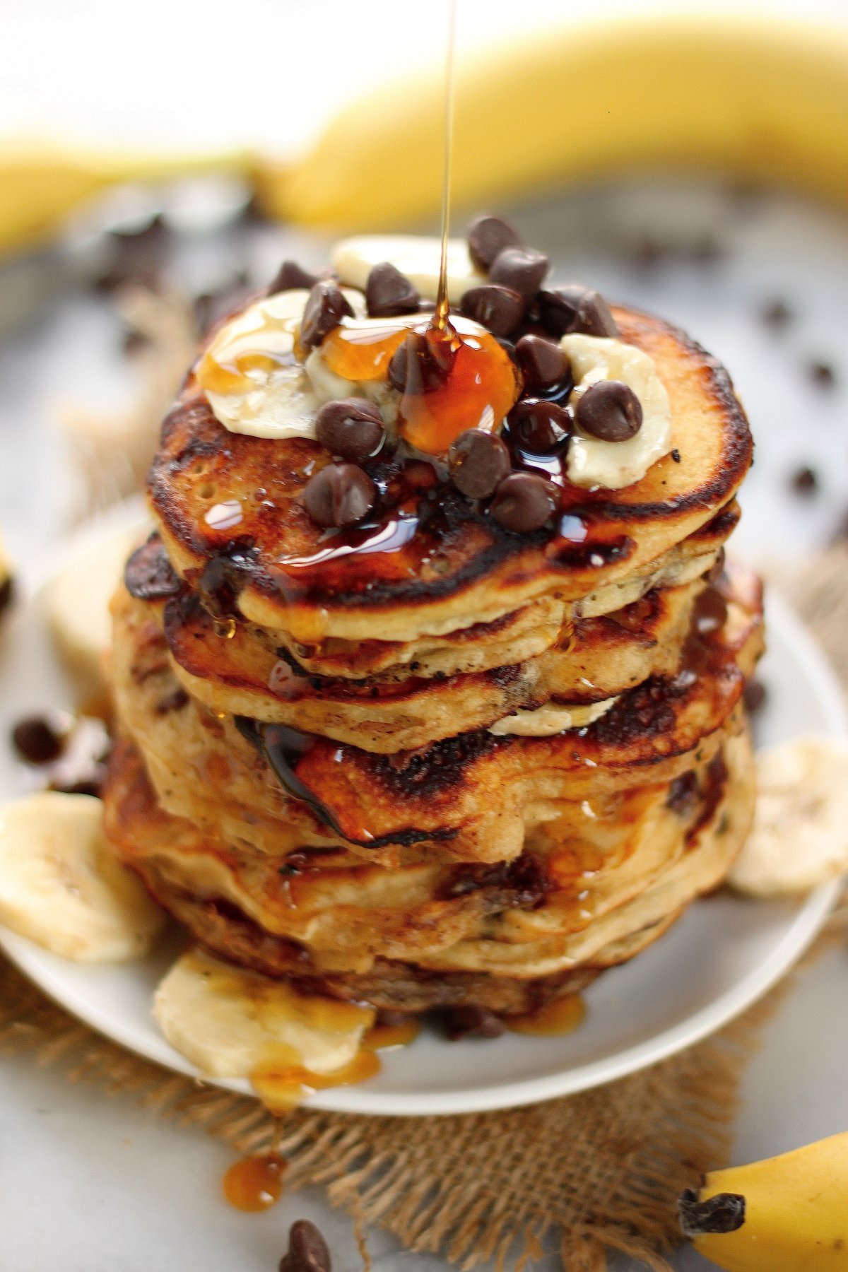 Malted Chocolate Chip Banana Pancakes
