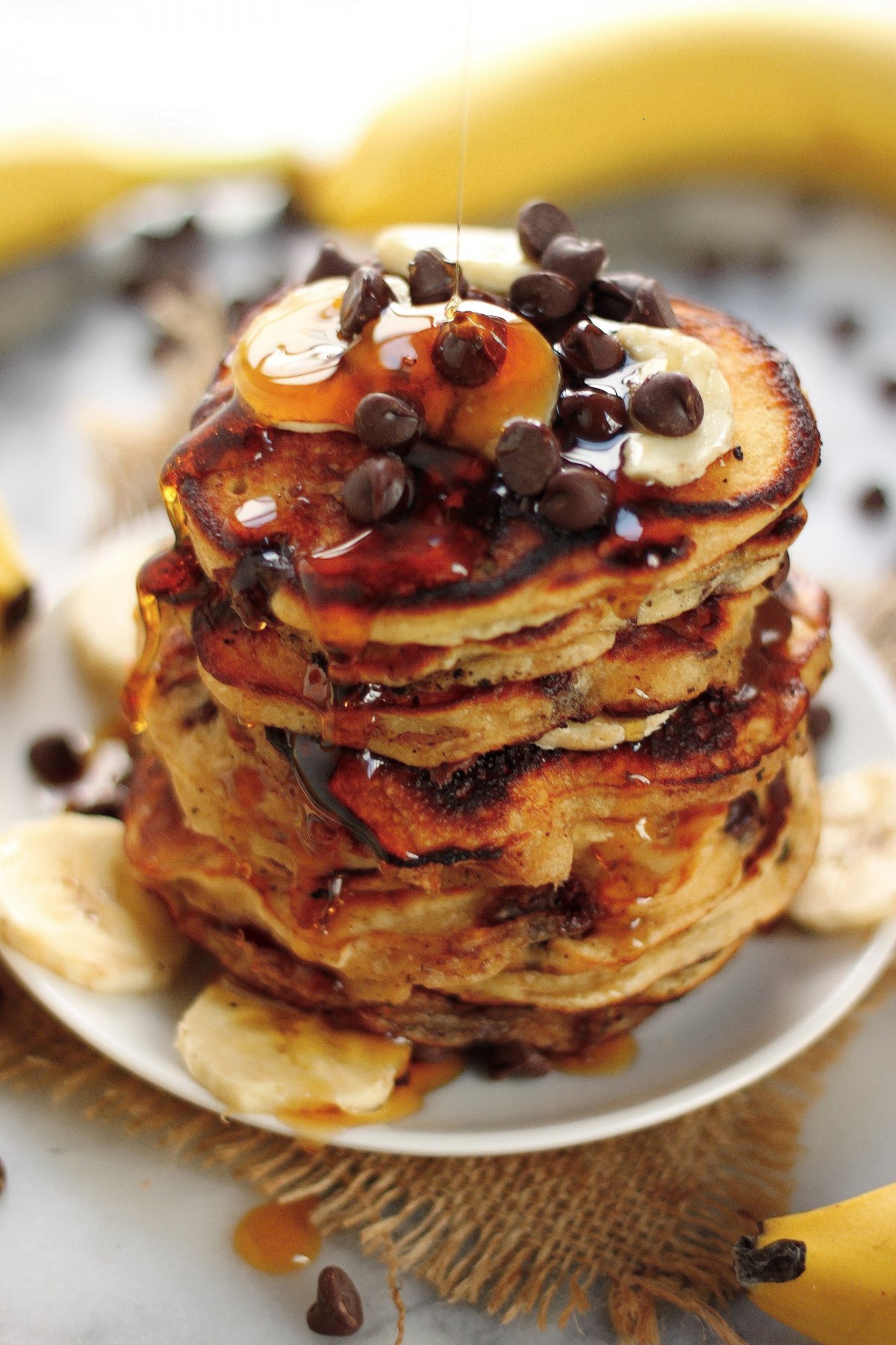 Malted Chocolate Chip Banana Pancakes