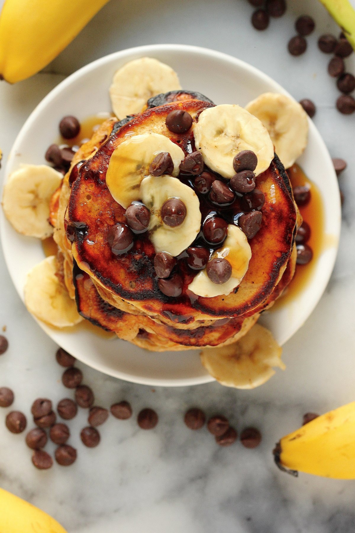 Malted Chocolate Chip Banana Pancakes