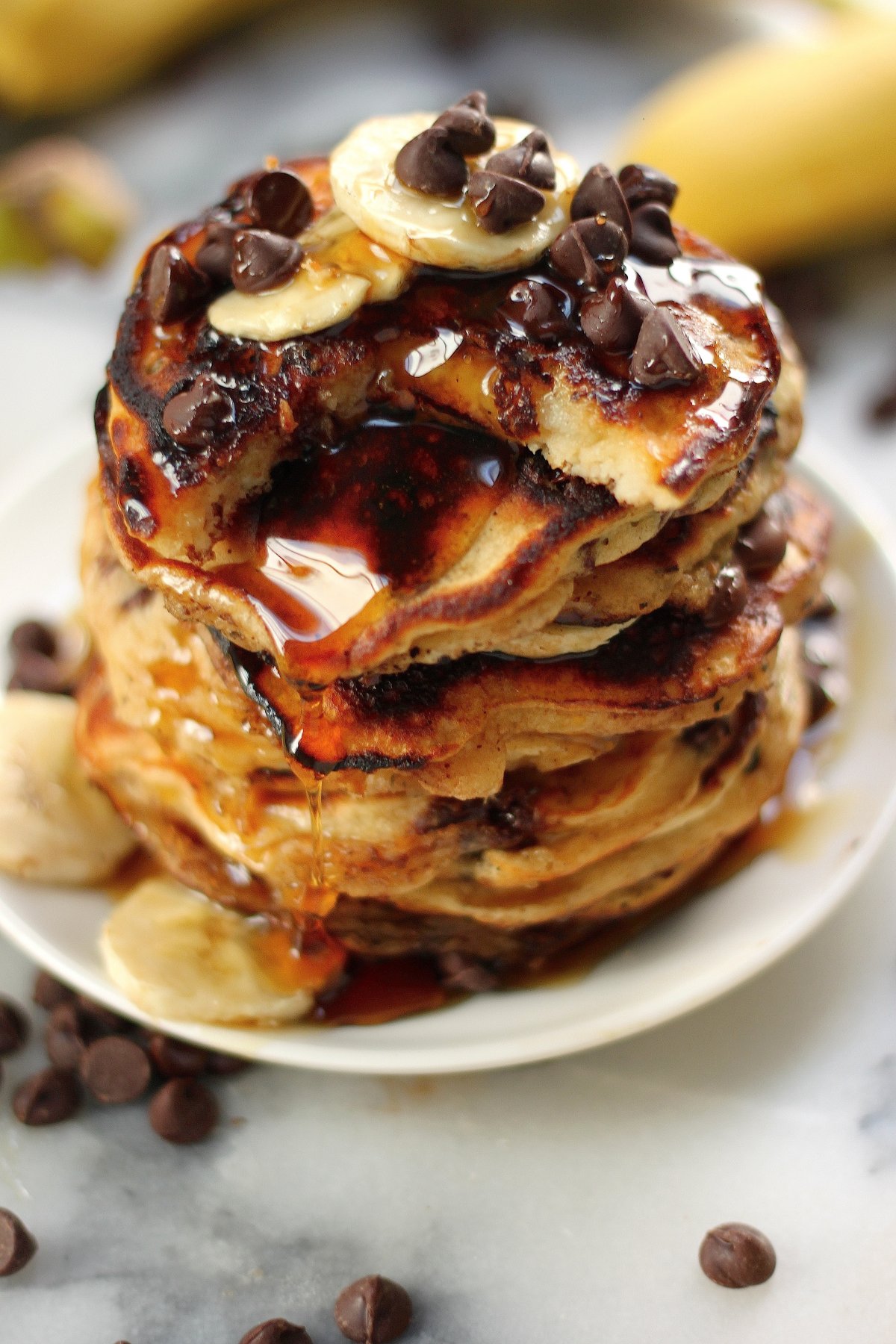 Malted Chocolate Chip Banana Pancakes
