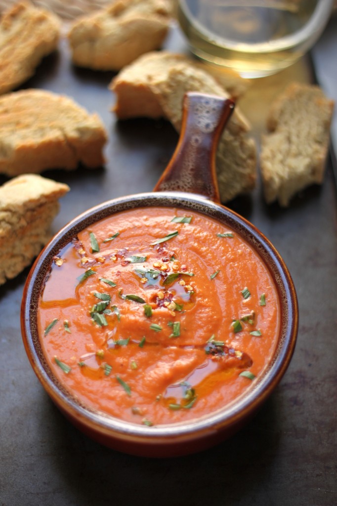 Creamy Tomato and Tarragon Soup with Black Pepper Parmesan Biscotti