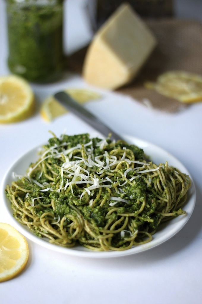 Spaghetti with Asiago Parsley Pesto